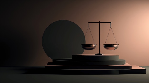 Free photo view of 3d justice scales