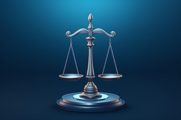 Free photo view of 3d justice scales