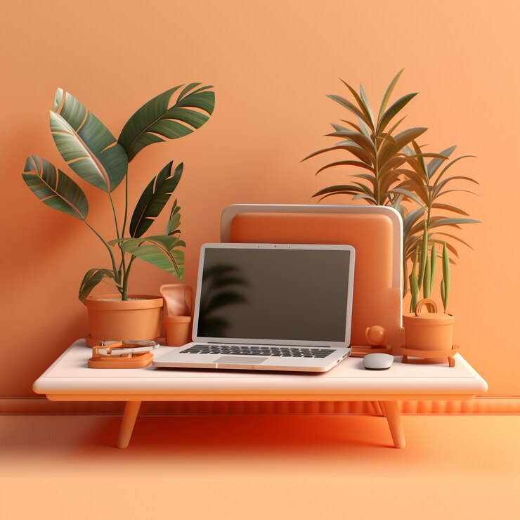 Free Photo view of 3d laptop device with screen and keyboard