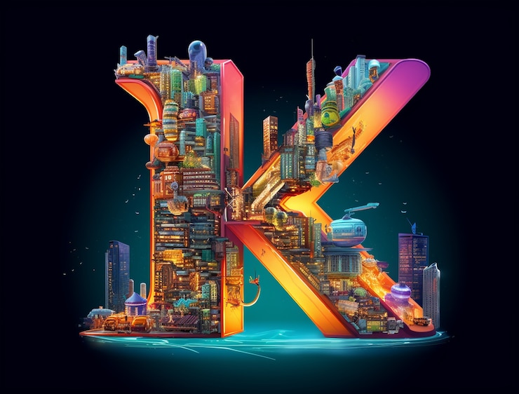 無料Photo 3d文字kの街の夜の景色
