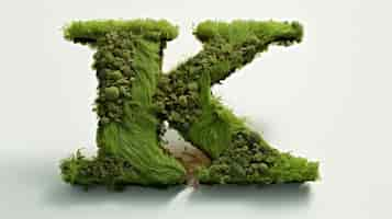 Free photo view of 3d letter k with grass