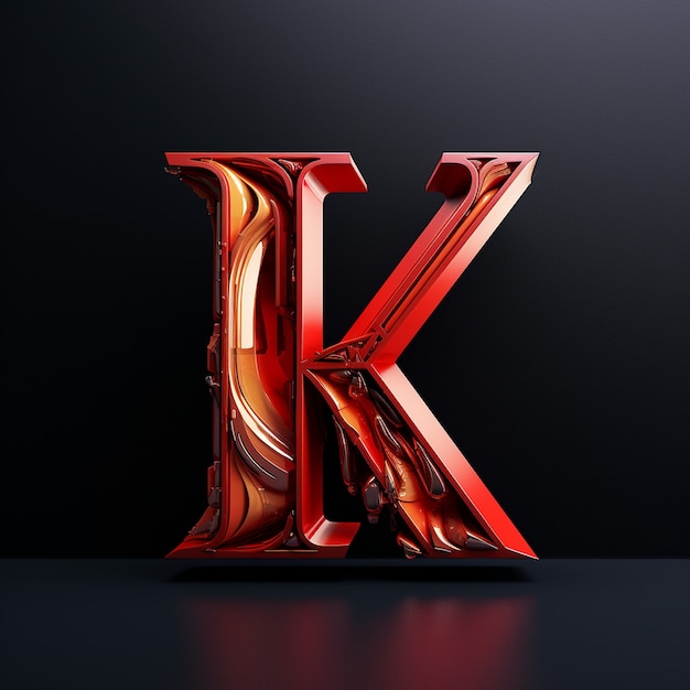 Free photo view of 3d letter k with intricate carvings