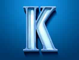 Free photo view of 3d letter k with simple background