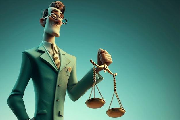 View of 3d male lawyer in suit