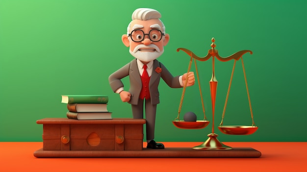View of 3d male lawyer in suit