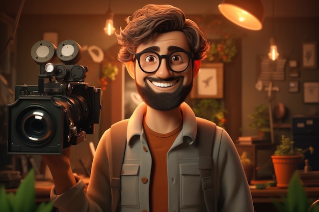 Free photo view of 3d male videographer