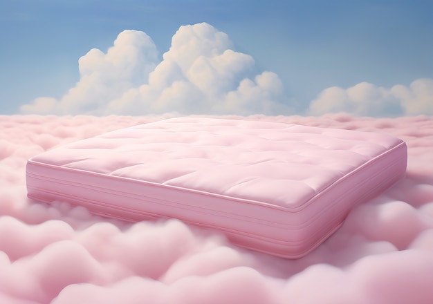 Free photo view of 3d mattress with clouds