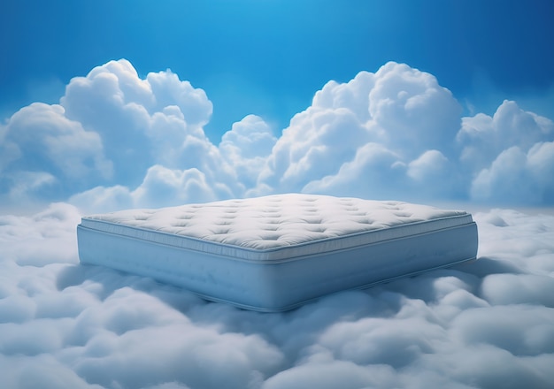 Free photo view of 3d mattress with clouds