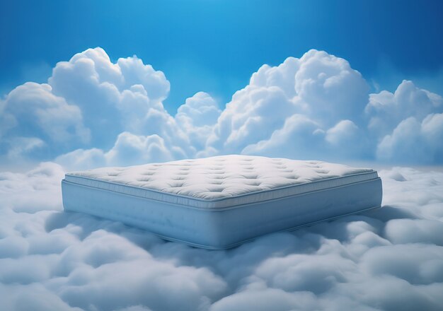 View of 3d mattress with clouds