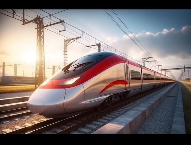 Foto gratuita vista del moderno treno ad alta velocità 3d