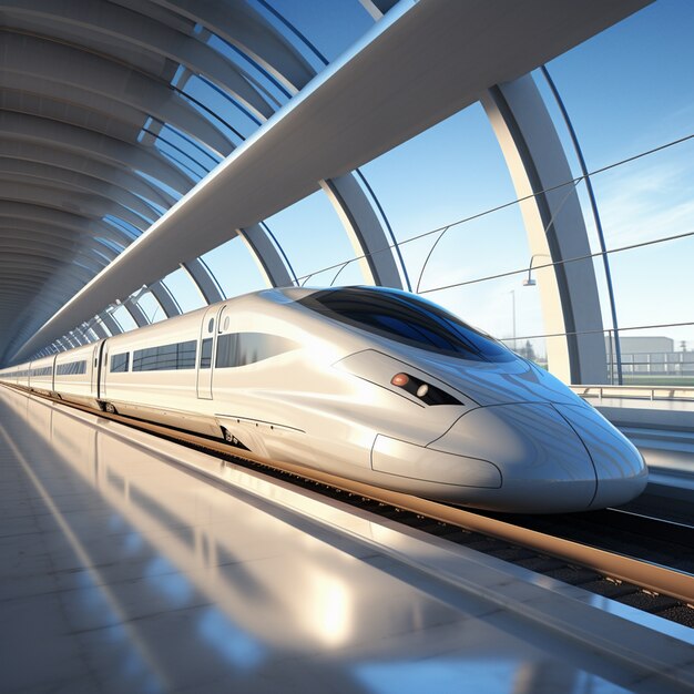 View of 3d modern high speed train