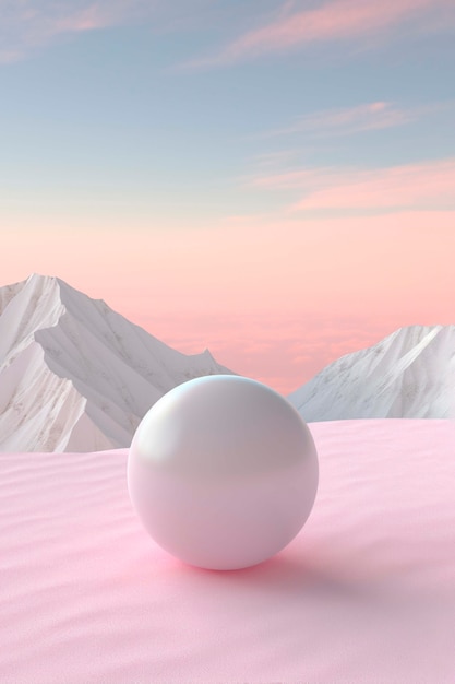 View of 3d modern sphere with desert landscape