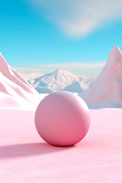 View of 3d modern sphere with desert landscape