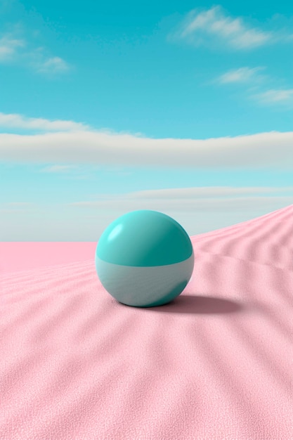 Free photo view of 3d modern sphere with desert landscape