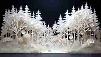 Free photo view of 3d paper style trees