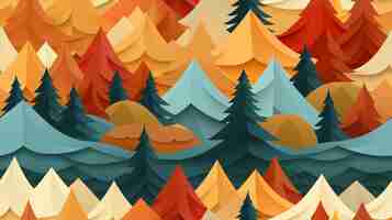 Free photo view of 3d paper style trees