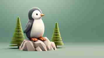 Free photo view of 3d penguin bird