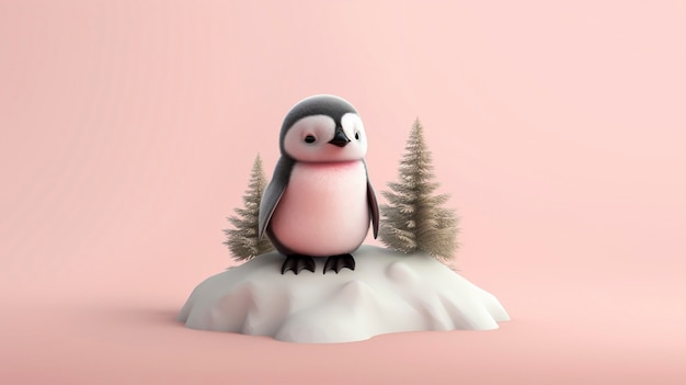 View of 3d penguin bird