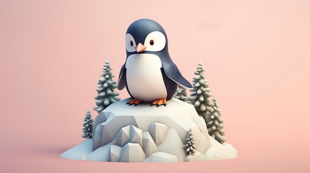 Free photo view of 3d penguin bird