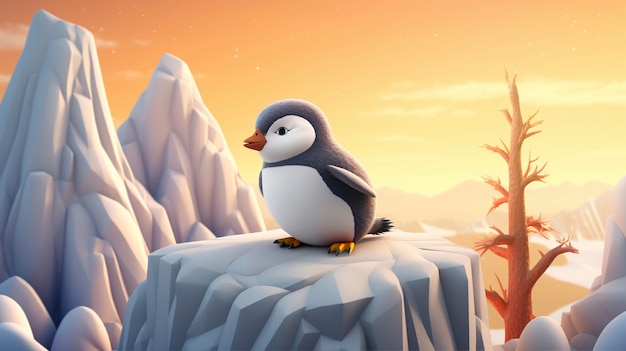 Free photo view of 3d penguin bird