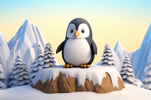 Free photo view of 3d penguin bird