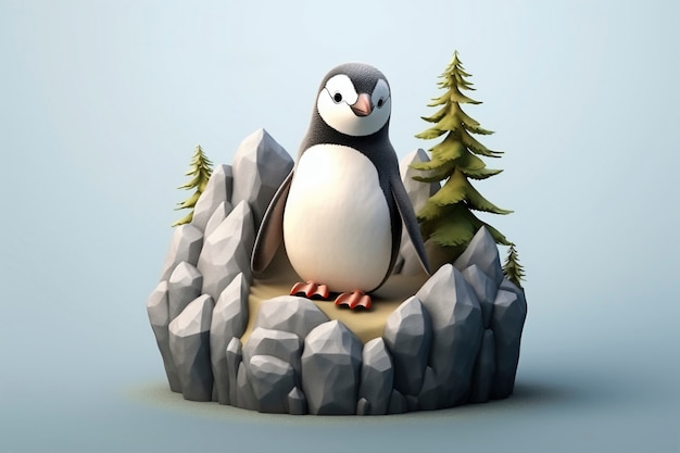 Free photo view of 3d penguin bird