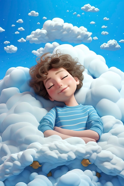 雲の中で眠っている3D人の視点
