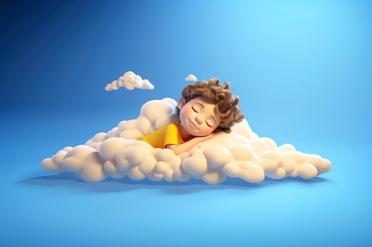 Free Photo view of 3d person sleeping in clouds