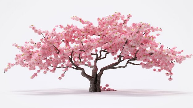 3Dのピンクの花の木の眺め