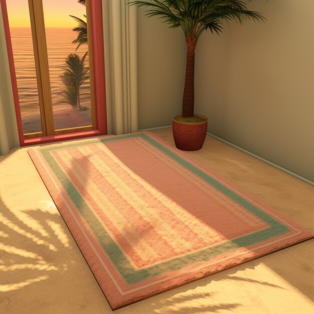 View of 3d place with mat for praying