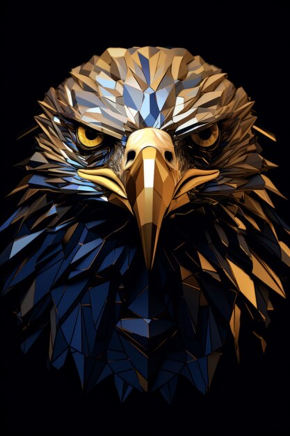 View of 3d poly eagle head