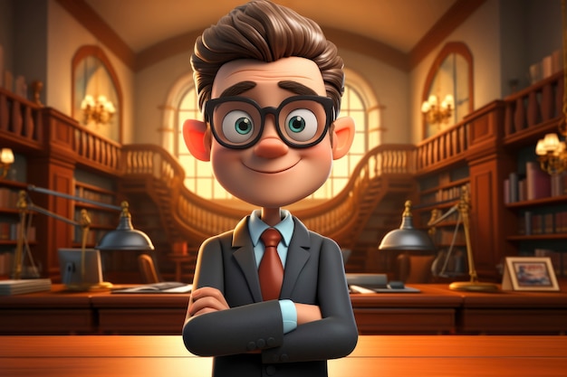 Free photo view of 3d practicing lawyer