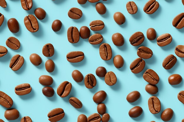 View of 3d roasted coffee beans