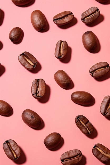 View of 3d roasted coffee beans