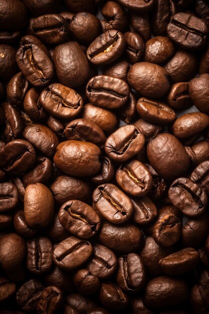 View of 3d roasted coffee beans