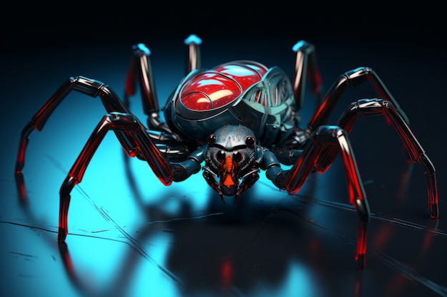 Free photo view of 3d robotic spider