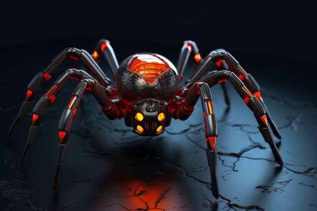 Free photo view of 3d robotic spider
