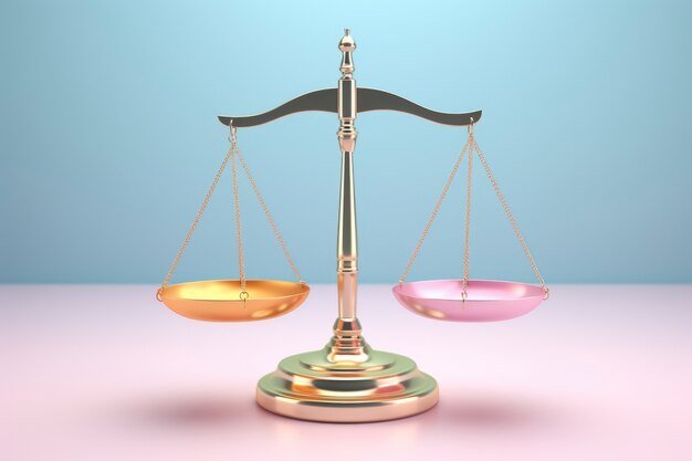 View of 3d scales of justice for lawyer's day celebration