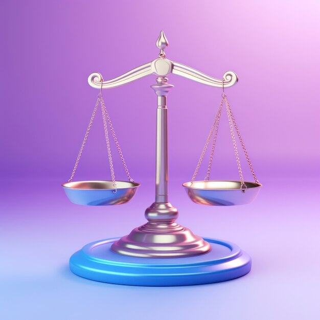 View of 3d scales of justice for lawyer's day