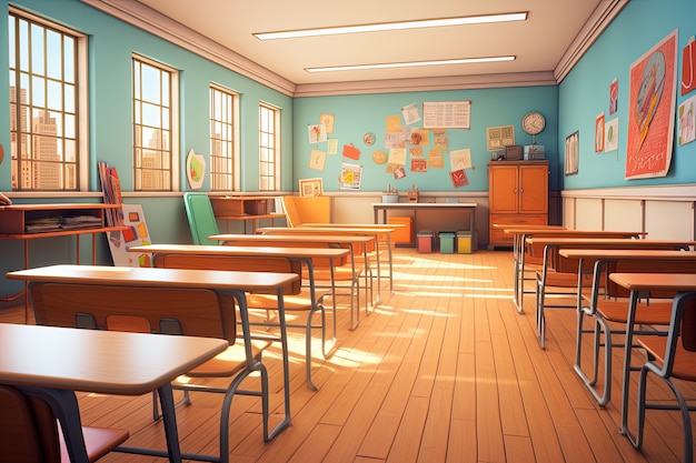 Free photo view of 3d school classroom