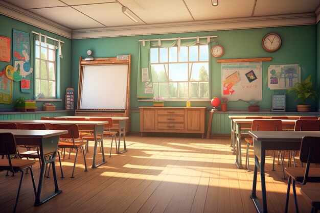 Vista dell'aula della scuola 3d