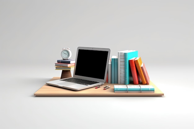 View of 3d school desk