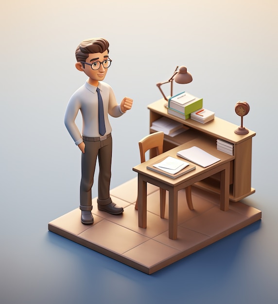 Free photo view of 3d school desk