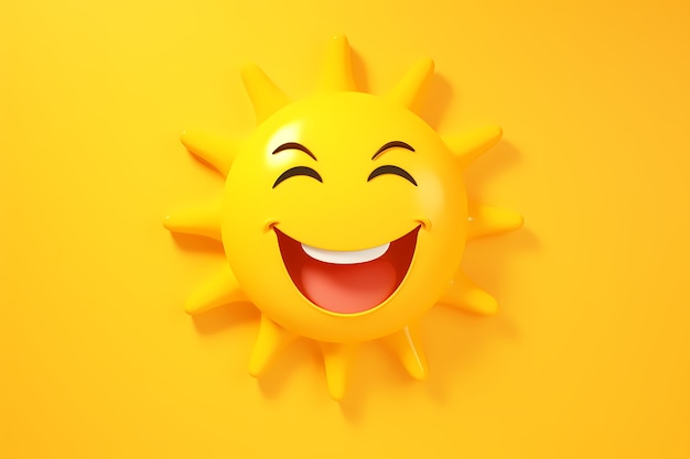 Foto gratuita vista del sole sorridente 3d con sfondo semplice