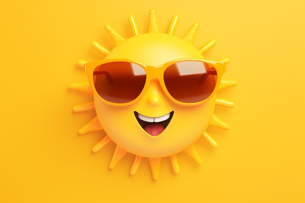 Free photo view of 3d smiley sun with simple background