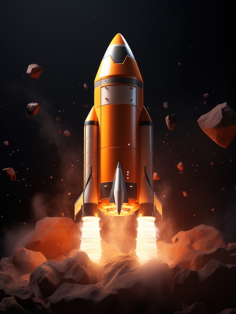 Вид 3D-модели космической ракеты