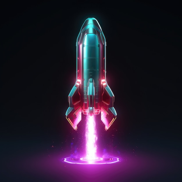 Free photo view of 3d space rocket model