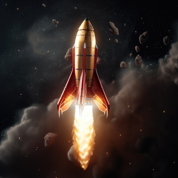 Free photo view of 3d space rocket model