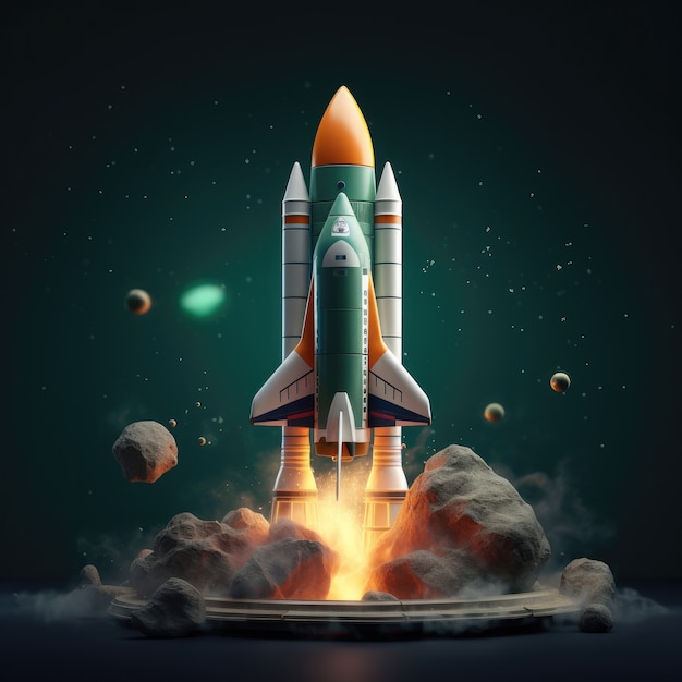 Free photo view of 3d space rocket model