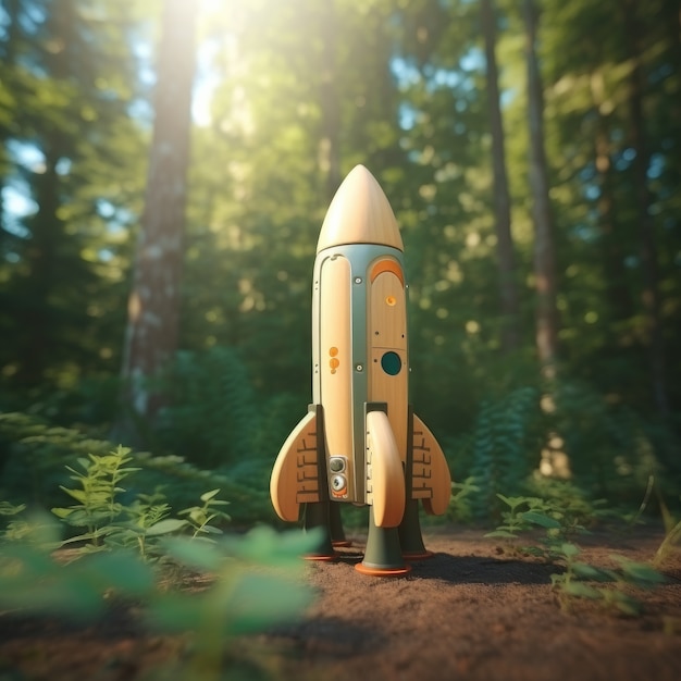 Free photo view of 3d space rocket model